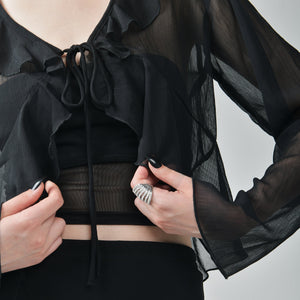 Black Ruffle Shrug