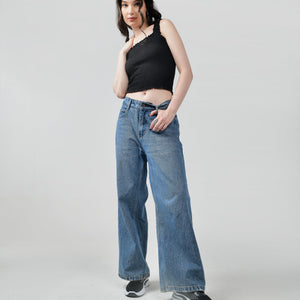 Ruffle super-stretch crop top