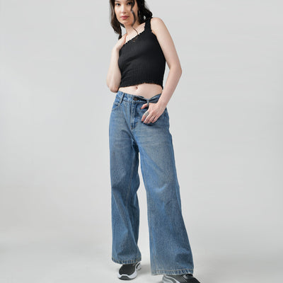 Ruffle super-stretch crop top