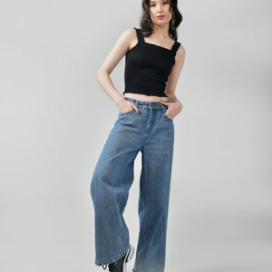 Ruffle super-stretch crop top