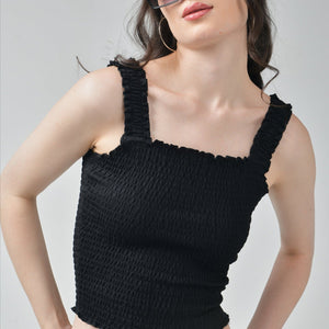 Ruffle super-stretch crop top