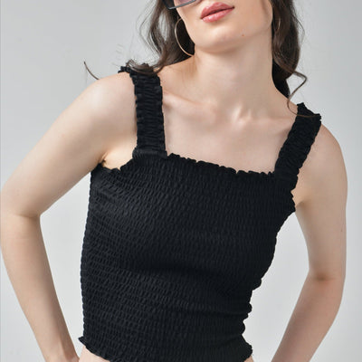 Ruffle super-stretch crop top