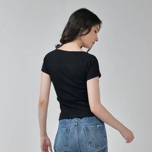 Square Neck Top Combo- Black & Wine