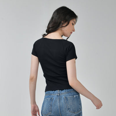 Square Neck Top Combo- Black & Wine