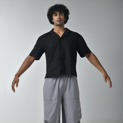 Black Bossman Shirt & Grey Air Parachute Pants