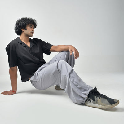 Black Bossman Shirt & Grey Air Parachute Pants