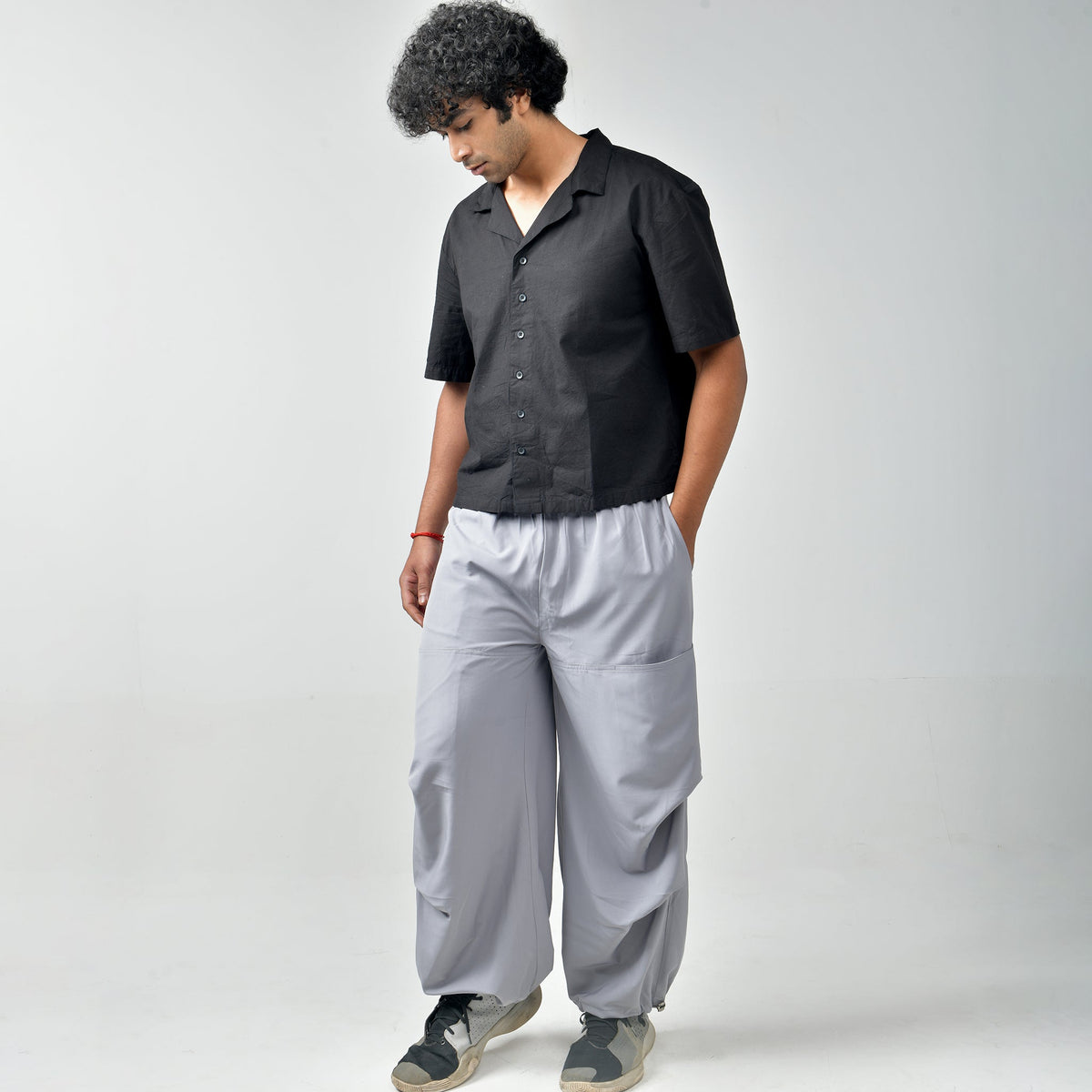 Air parachute pant Combo-Grey & Black