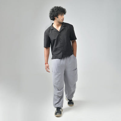 Black Bossman Shirt & Grey Air Parachute Pants