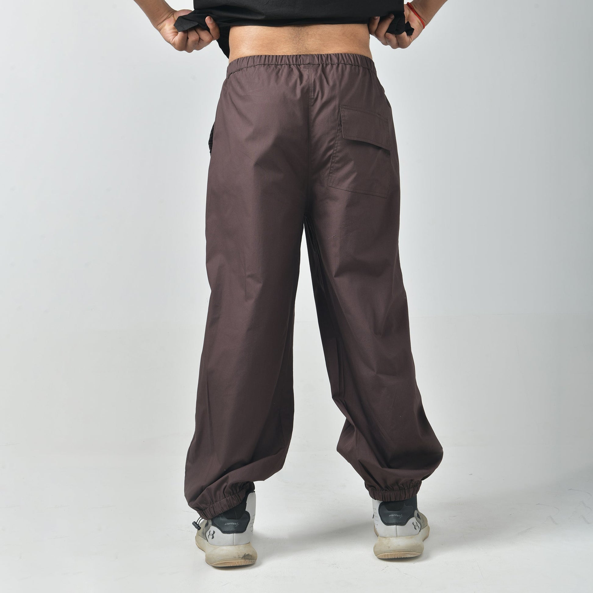 Black Bossman Shirt & Brown Parachute Pants