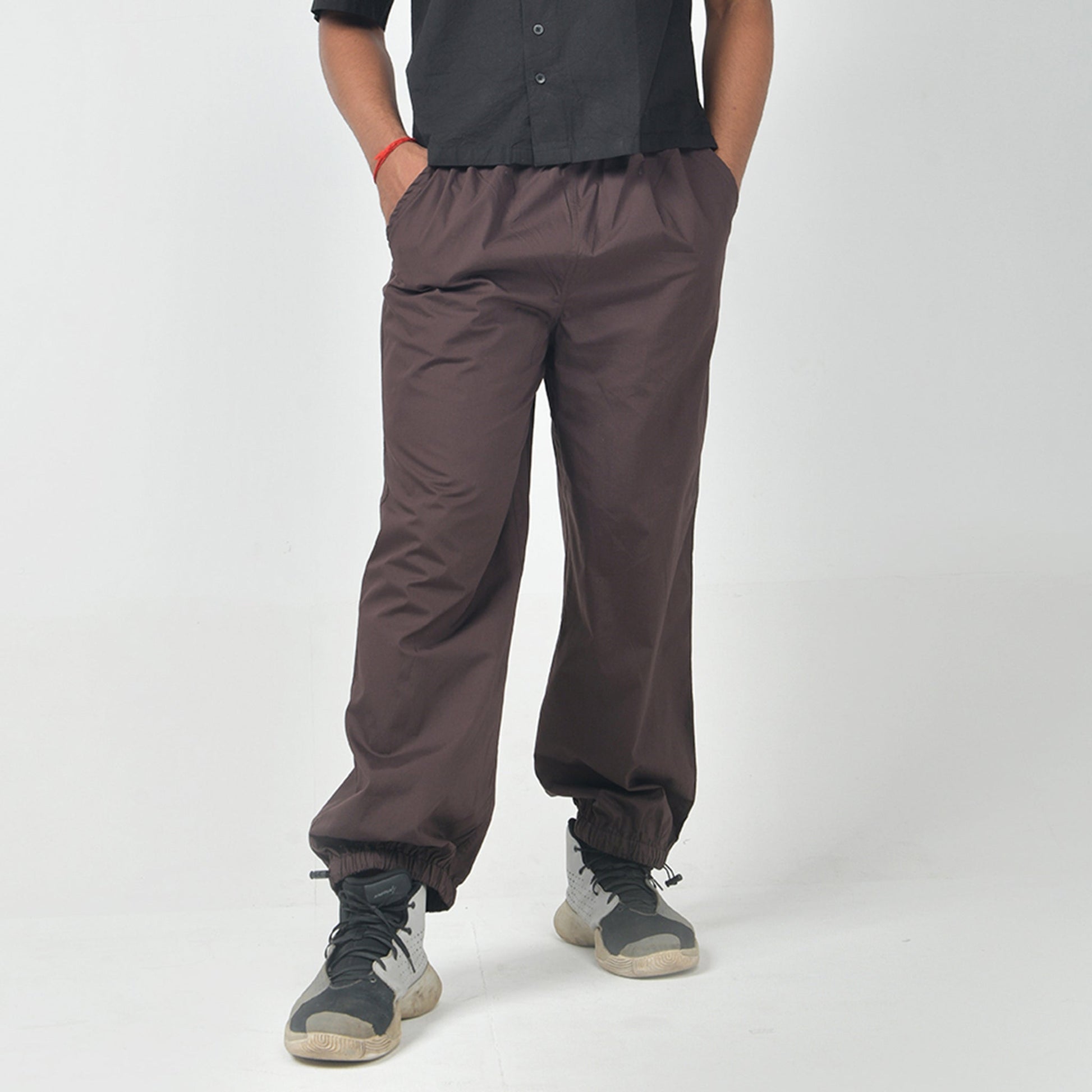 Brown Oversized Parachute Pants