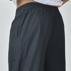 Black Air Parachute Pants & White Textured knit Tee Set