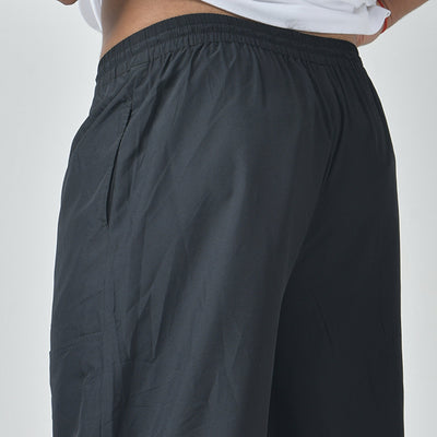Black Air Parachute Pants & White Textured knit Tee Set