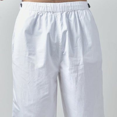 White Parachute pants & Black Textured knit top Set