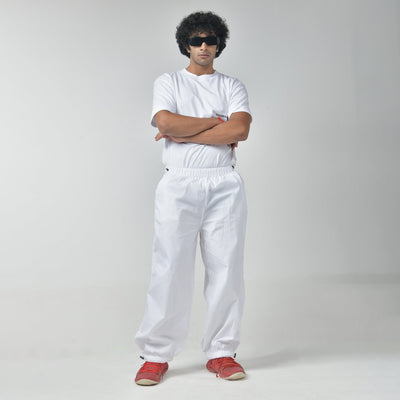 Parachute pant Combo-Gunmetal & White