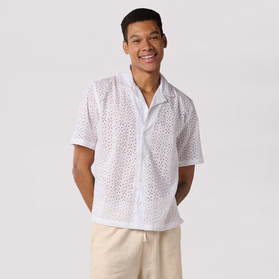 White Schiffly Resort Collar Shirt