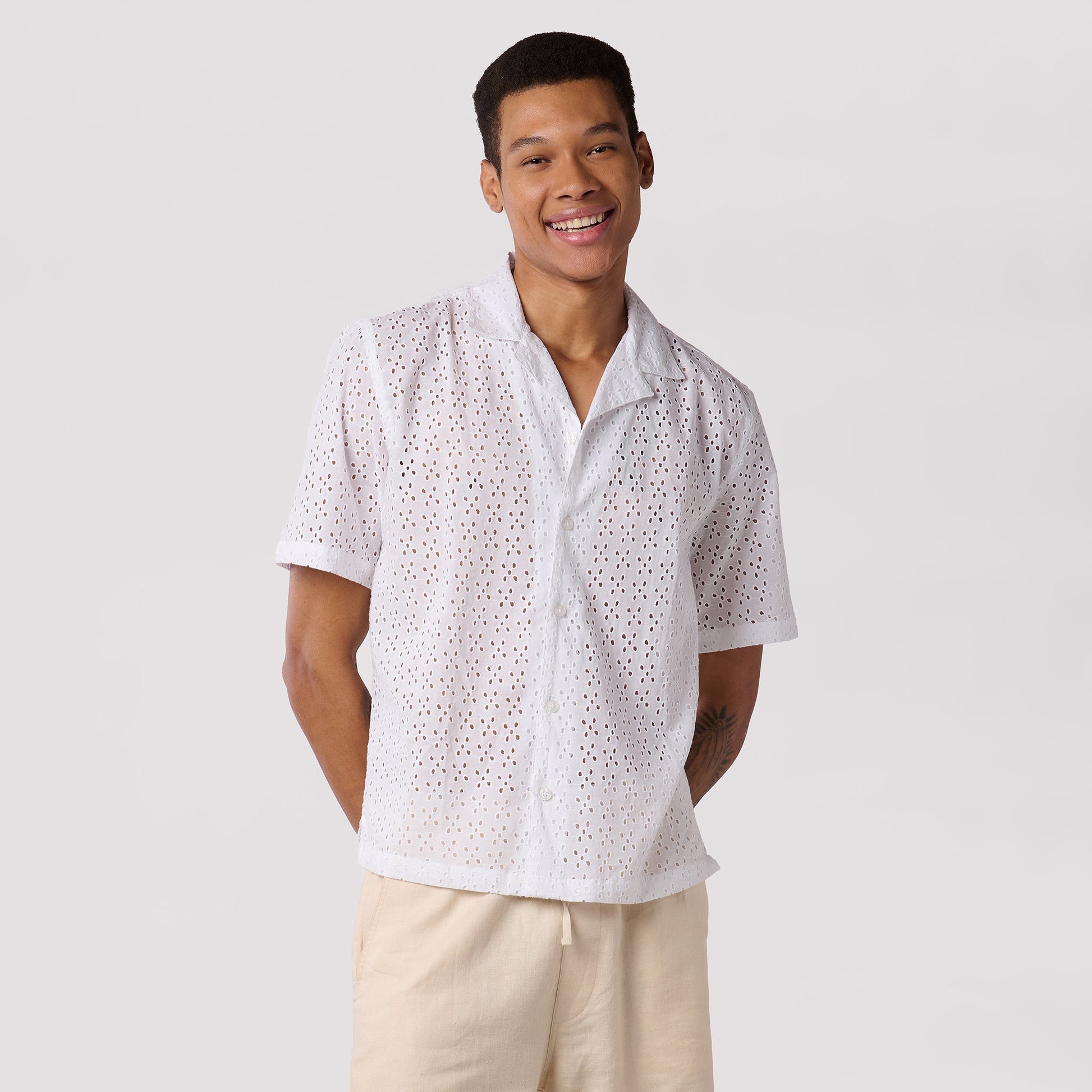 White Schiffly Resort Collar Shirt