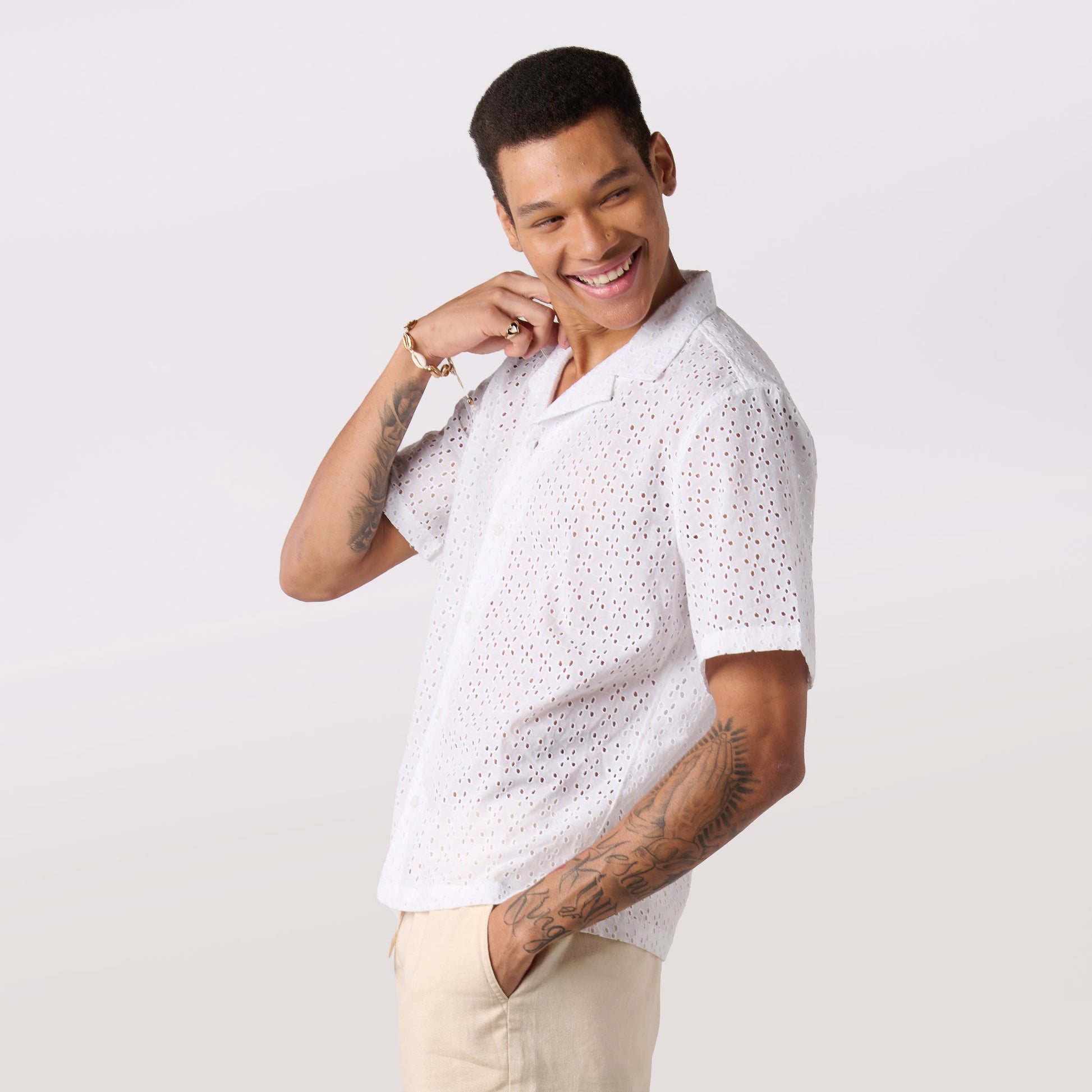White Schiffly Resort Collar Shirt