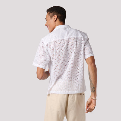 White Schiffly Resort Collar Shirt