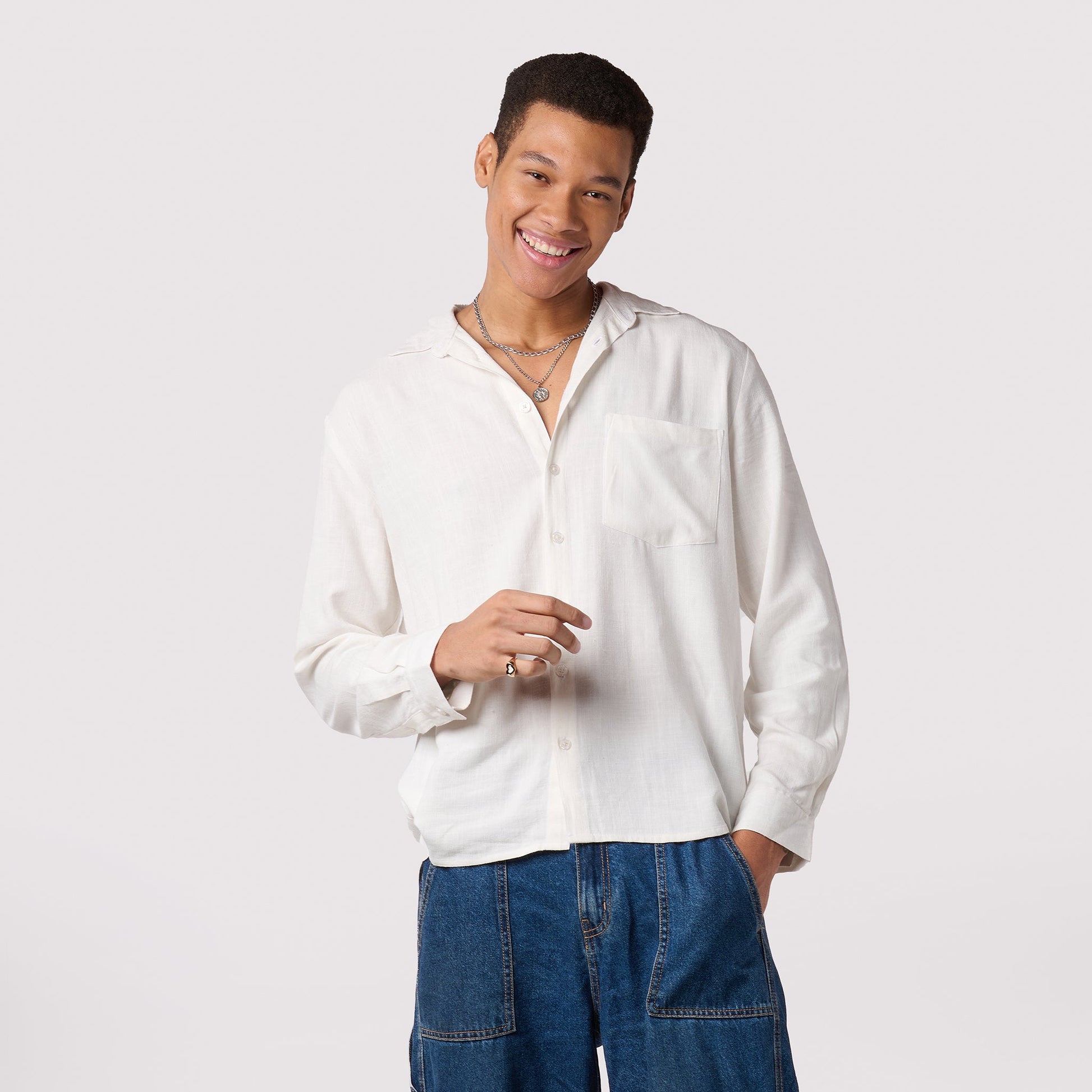 White Linen Shirt - Regular Fit