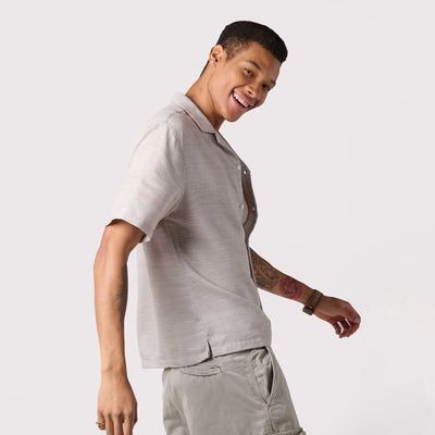Grey Textured Resort Shirt