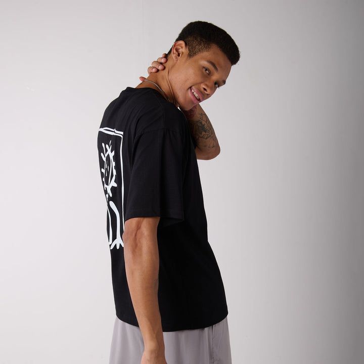 Black  oversized t-shirt with front & back print