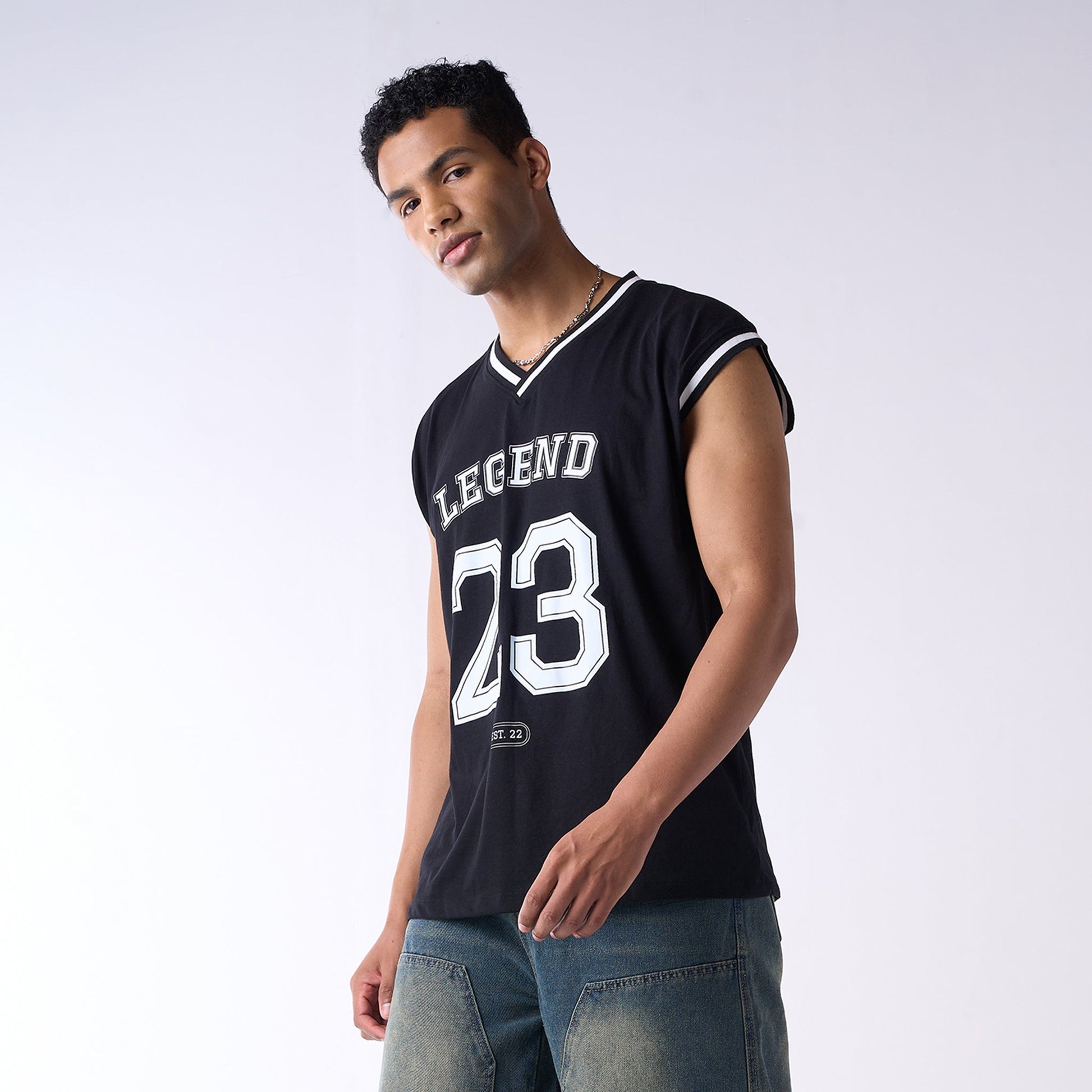 Black graphic printed basketball style vest
