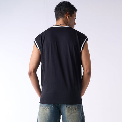 Black graphic printed basketball style vest