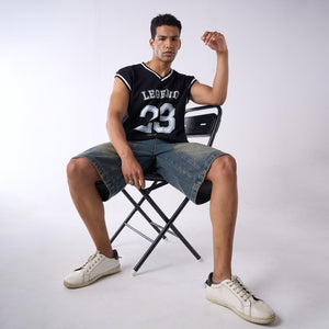 Black graphic printed basketball style vest
