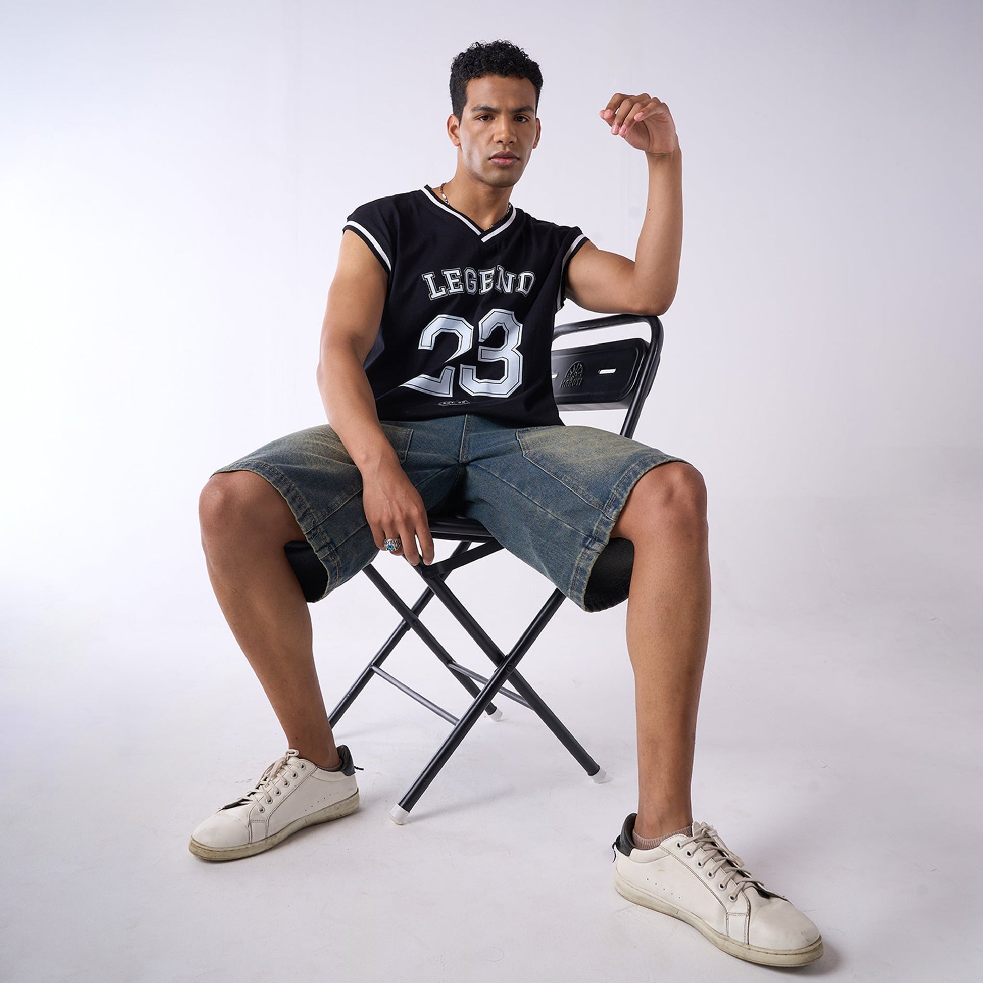 Black graphic printed basketball style vest