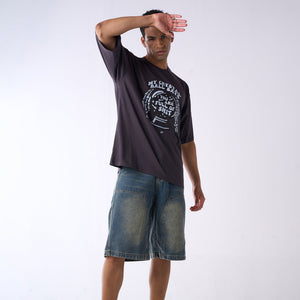 Oversized drop shoulder Tshirt with contrast fun print