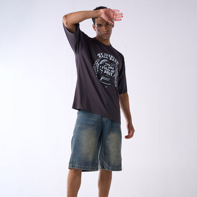 Oversized drop shoulder Tshirt with contrast fun print