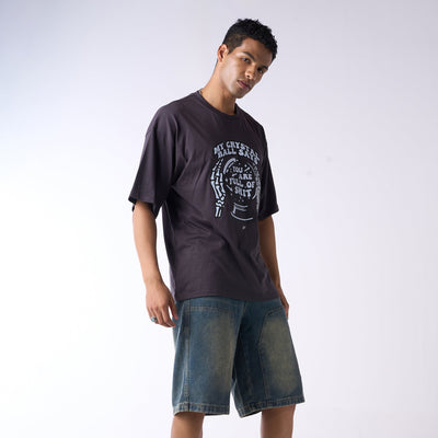 Oversized drop shoulder Tshirt with contrast fun print