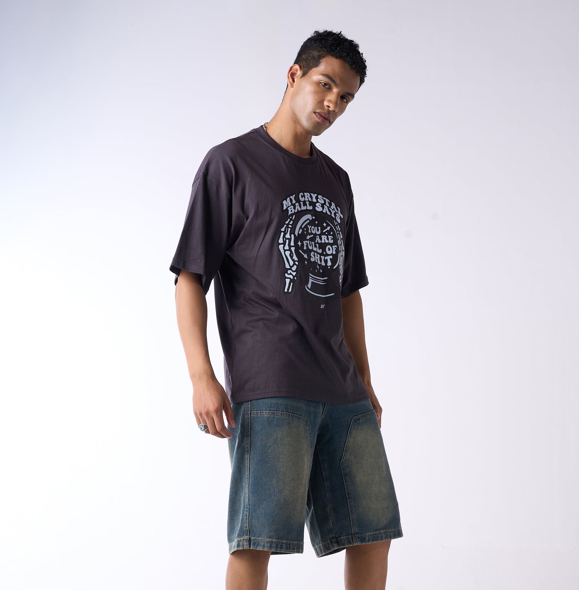Oversized drop shoulder Tshirt with contrast fun print