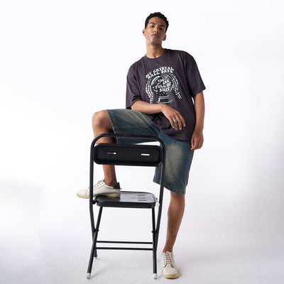 Oversized drop shoulder Tshirt with contrast fun print