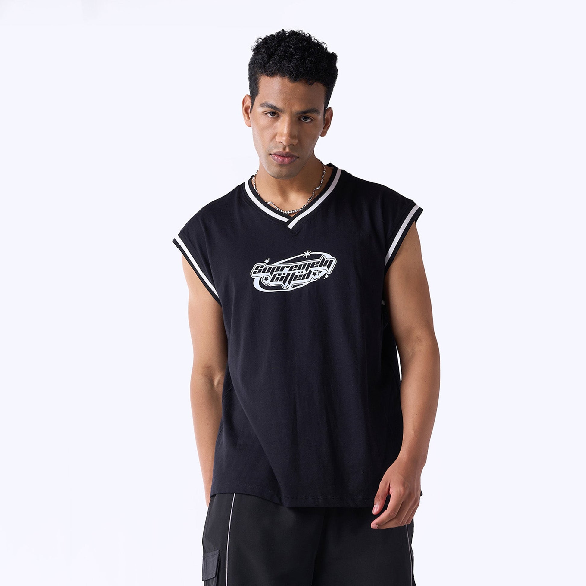 Unisex Oversized Graphic Printed & Acid Wash Vest