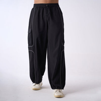 Black Piping Air Parachute Pants