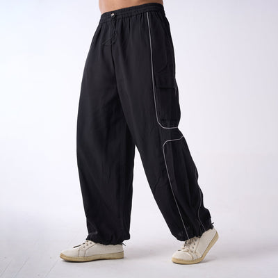 Black Piping Air Parachute Pants