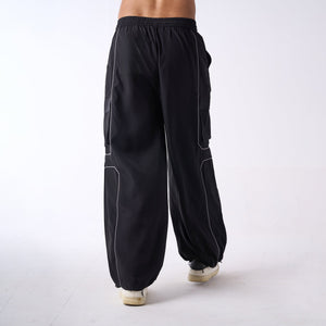 Black Piping Air Parachute Pants