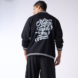 Black monochrome varsity jacket