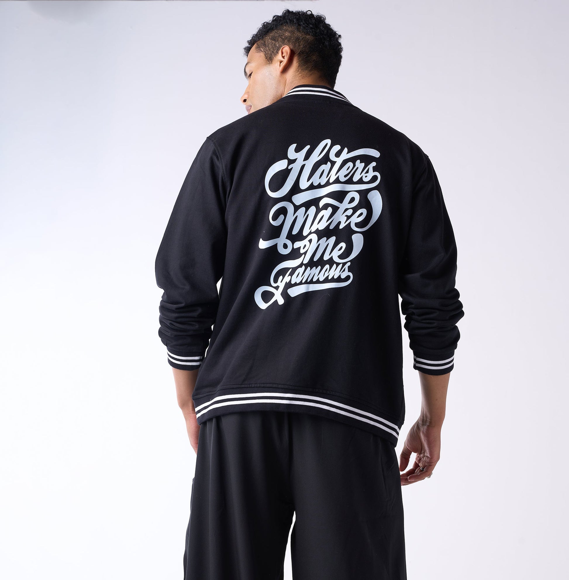 Black monochrome varsity jacket