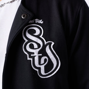 Black monochrome varsity jacket