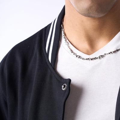 Black monochrome varsity jacket