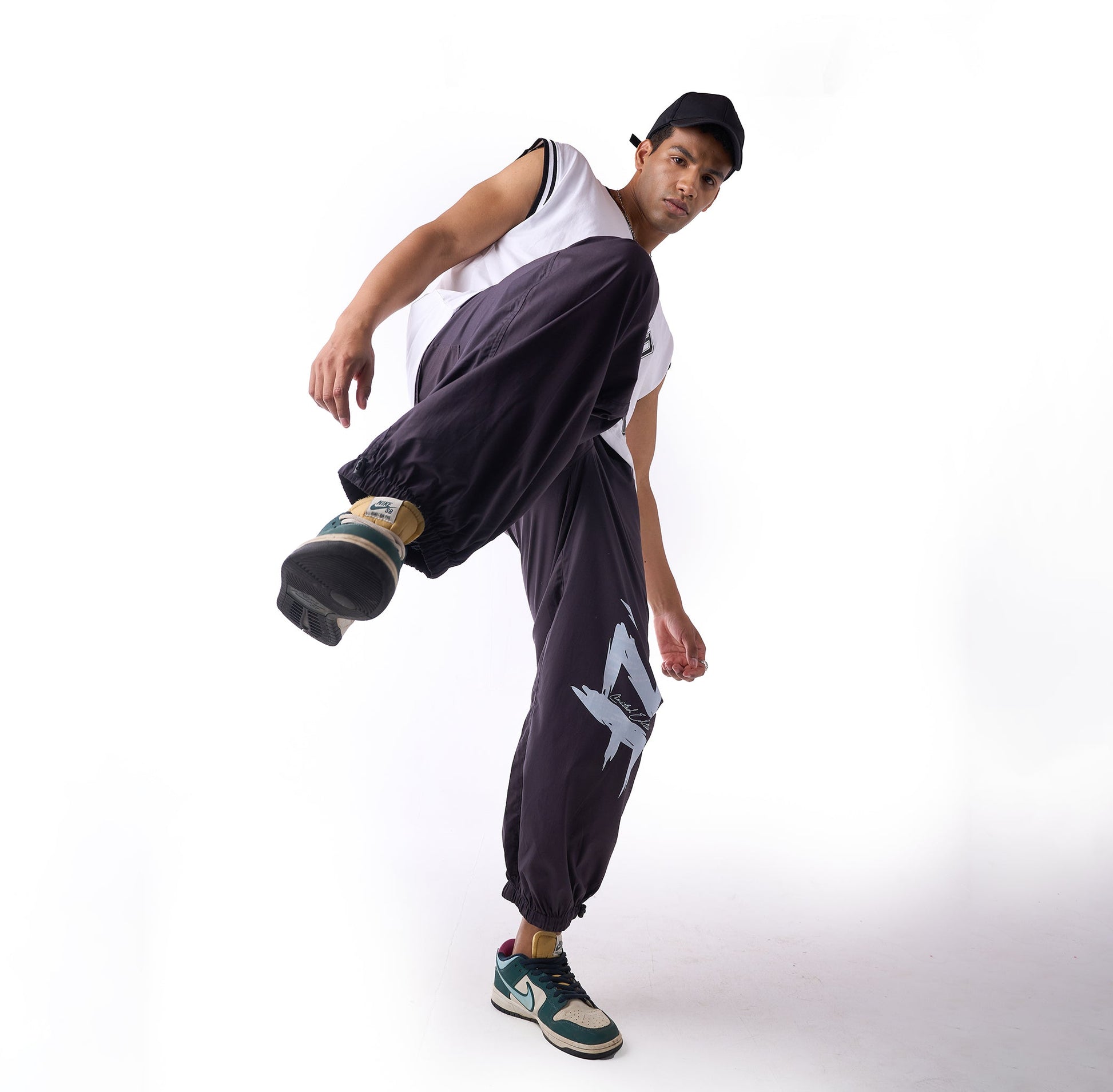 Printed "Limited edition" parachute pants