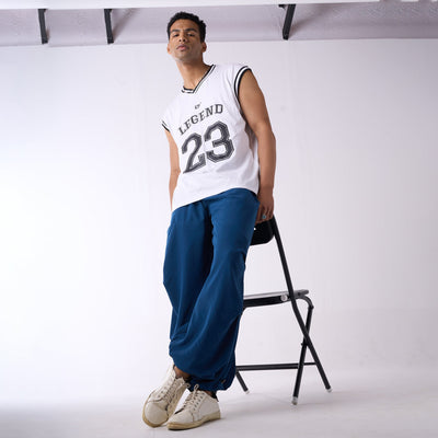 White graphic printed basketball style vest
