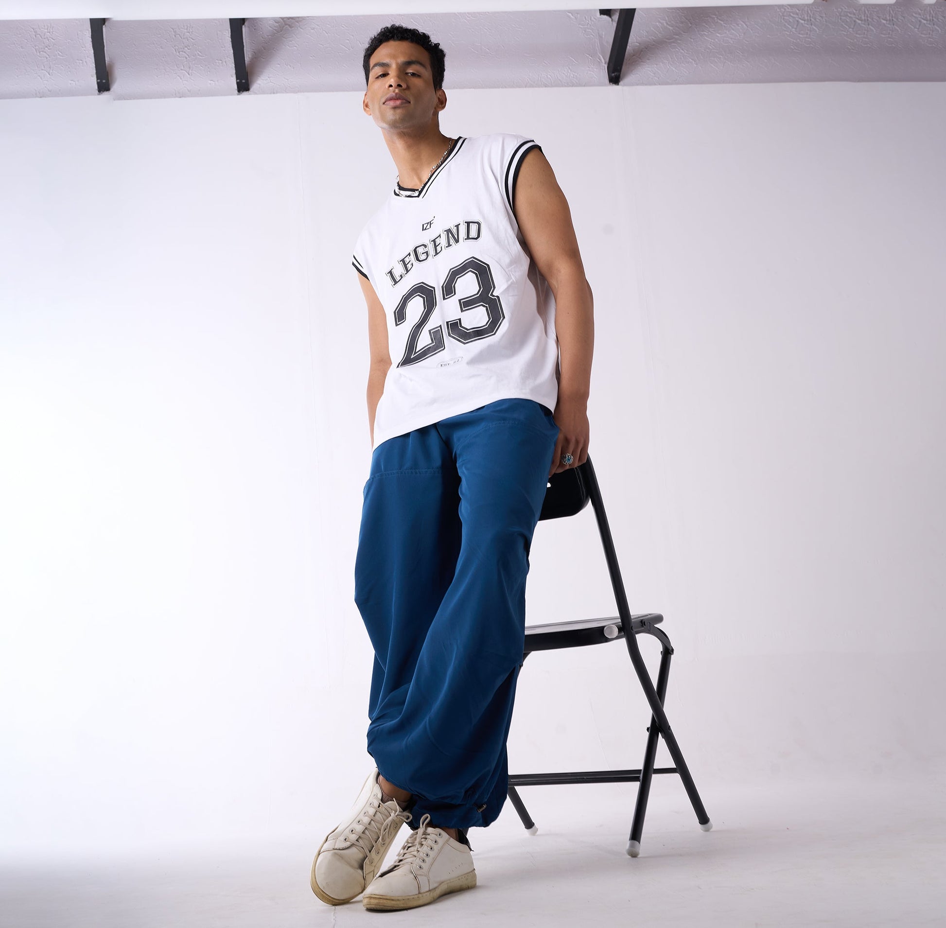 White graphic printed basketball style vest