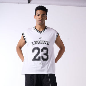 White graphic printed basketball style vest