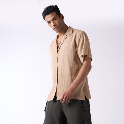 Khaki soft textured holiday shirt
