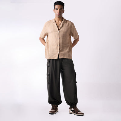 Khaki soft textured holiday shirt
