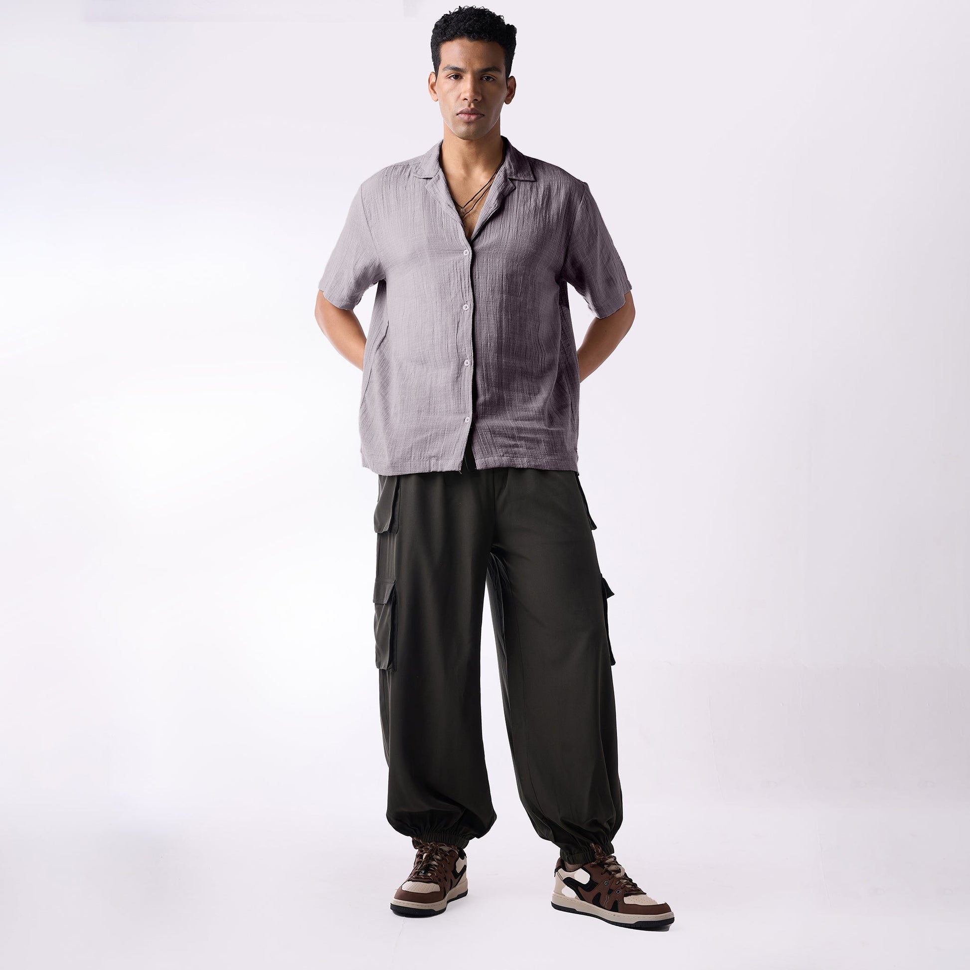 Grey soft textured holiday shirt