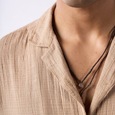 Khaki soft textured holiday shirt